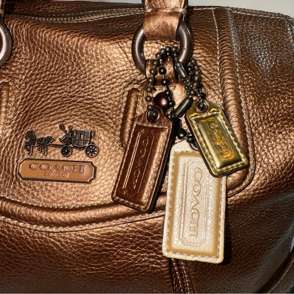 Coach Vintage Madison Audrey Metallic Bronze Leather Handbag w Three Hangtags - Picture 2 of 13